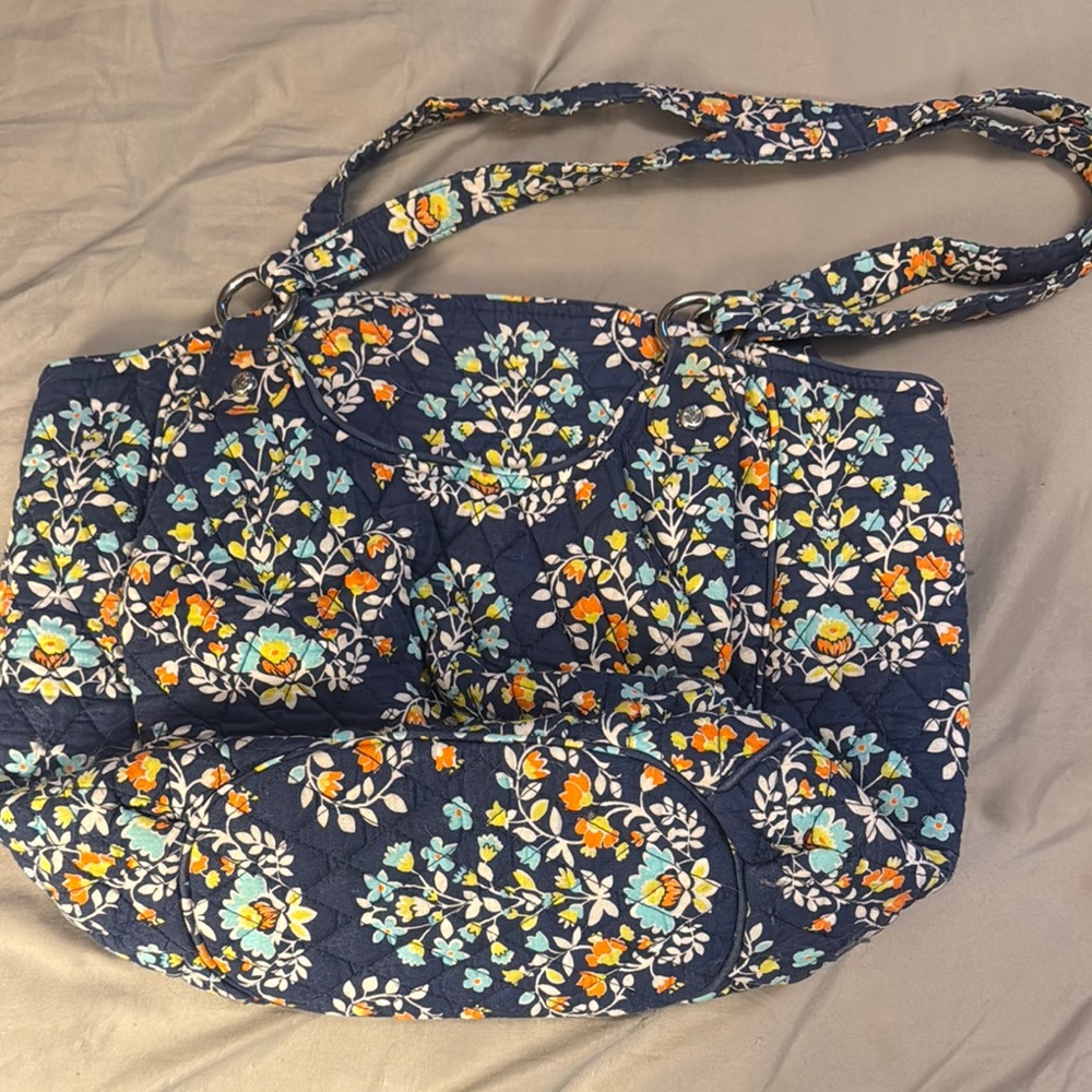 Vera Bradley Blue and Orange Quilted Shoulder Bag